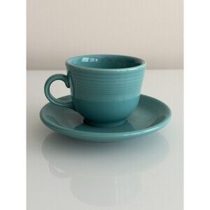 Fiestaware Fiesta Homer Laughlin Cup and 6" Saucer Set Turquoise USA